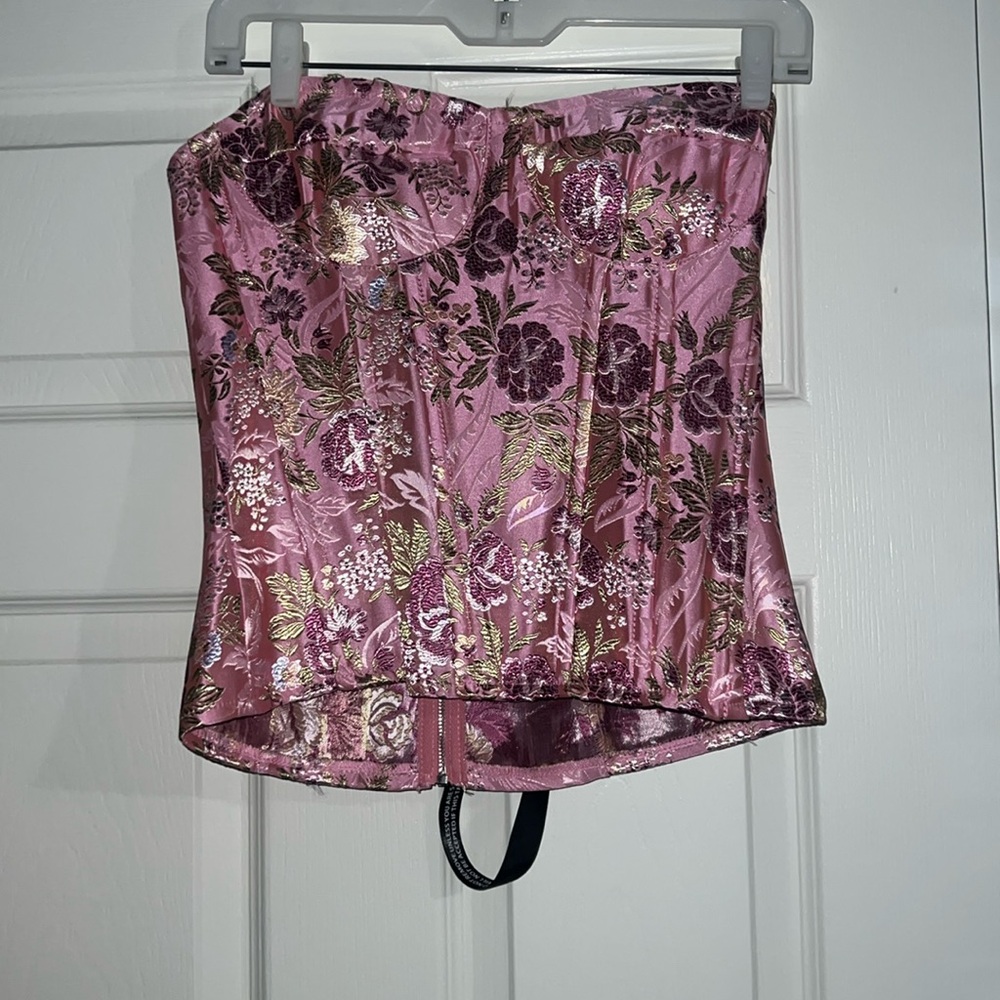 Pink floral corset top